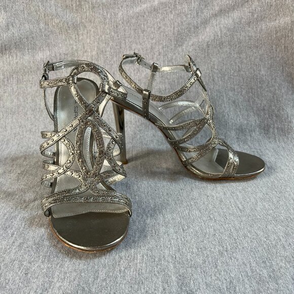 Via Spiga Silver Leather Strappy Sandals.  Size 7 - Picture 1 of 12